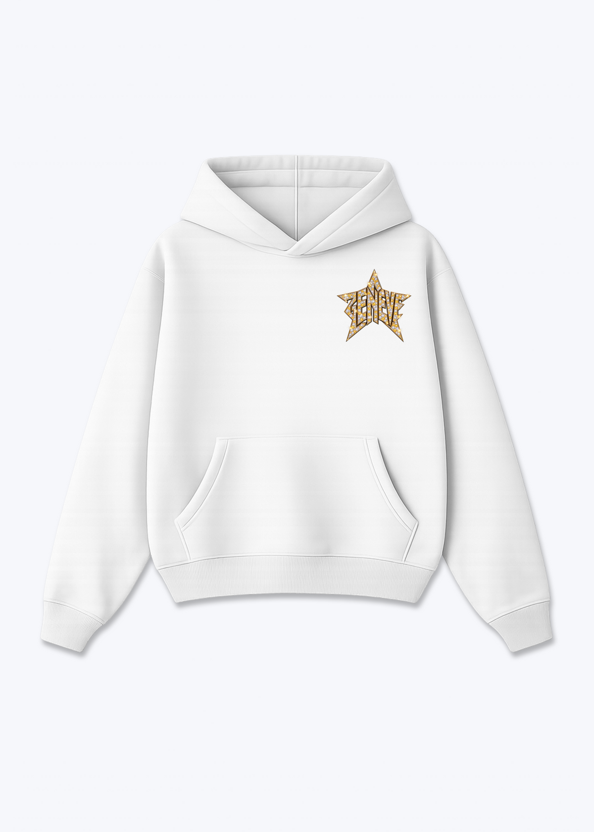 Gèneve Star Oversized Hoodie - White Front (Designed)
