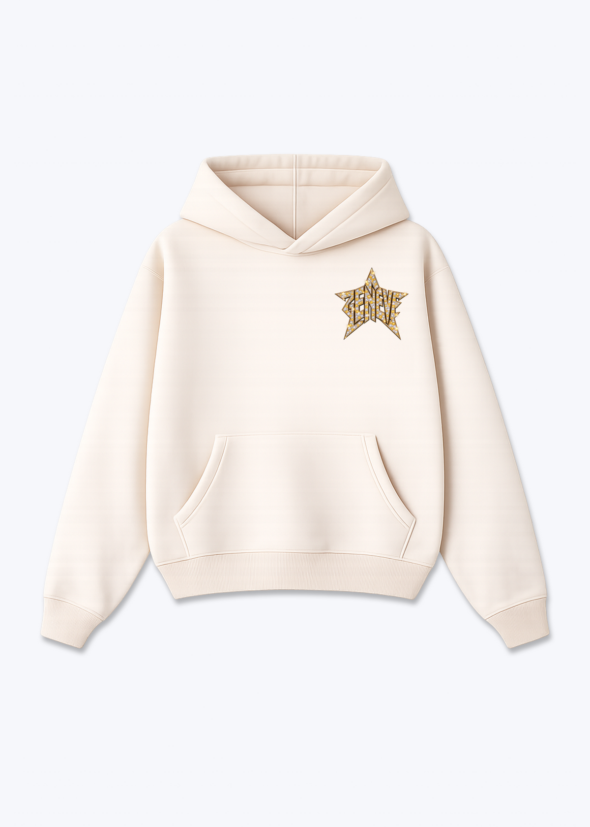 Gèneve Star Oversized Hoodie - Beige Front (Designed)