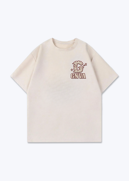 Genève Clouds Oversized T-Shirt - Beige Front (Designed)