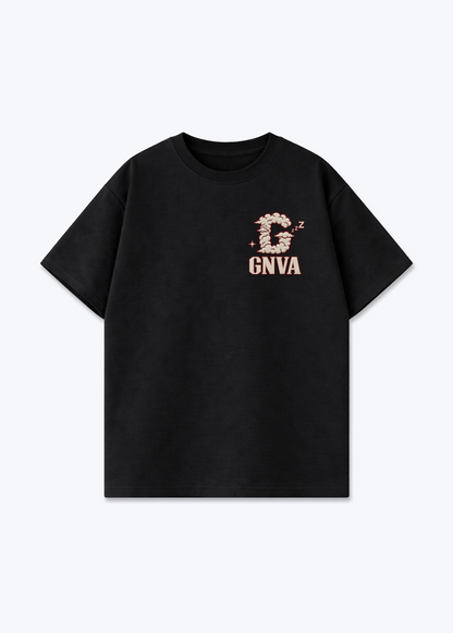 Genève Clouds Oversized T-Shirt - Black Front (Designed)