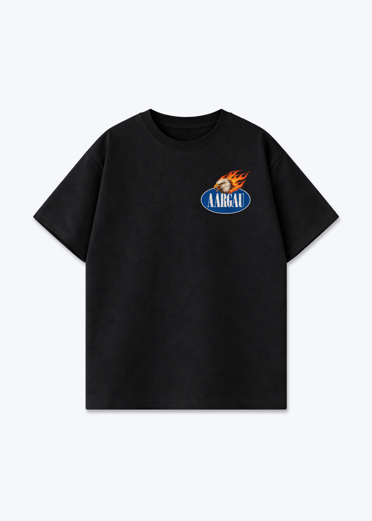 Aargau Burning Eagle Oversized T-Shirt - Black Front (Designed)