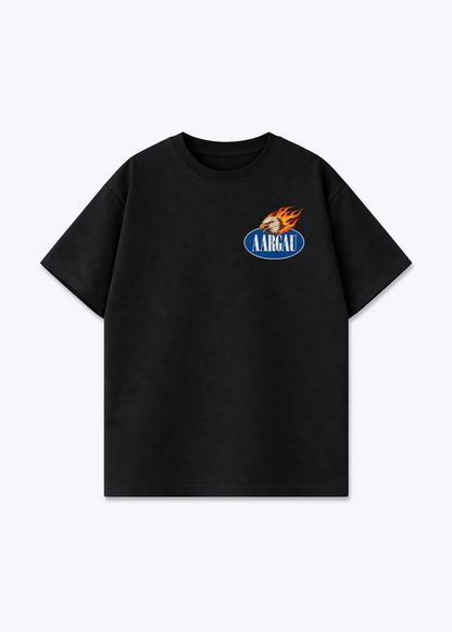 Aargau Burning Eagle Oversized T-Shirt - Black Front (Designed)