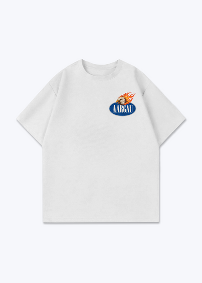 Aargau Burning Eagle Oversized T-Shirt - White Front (Designed)