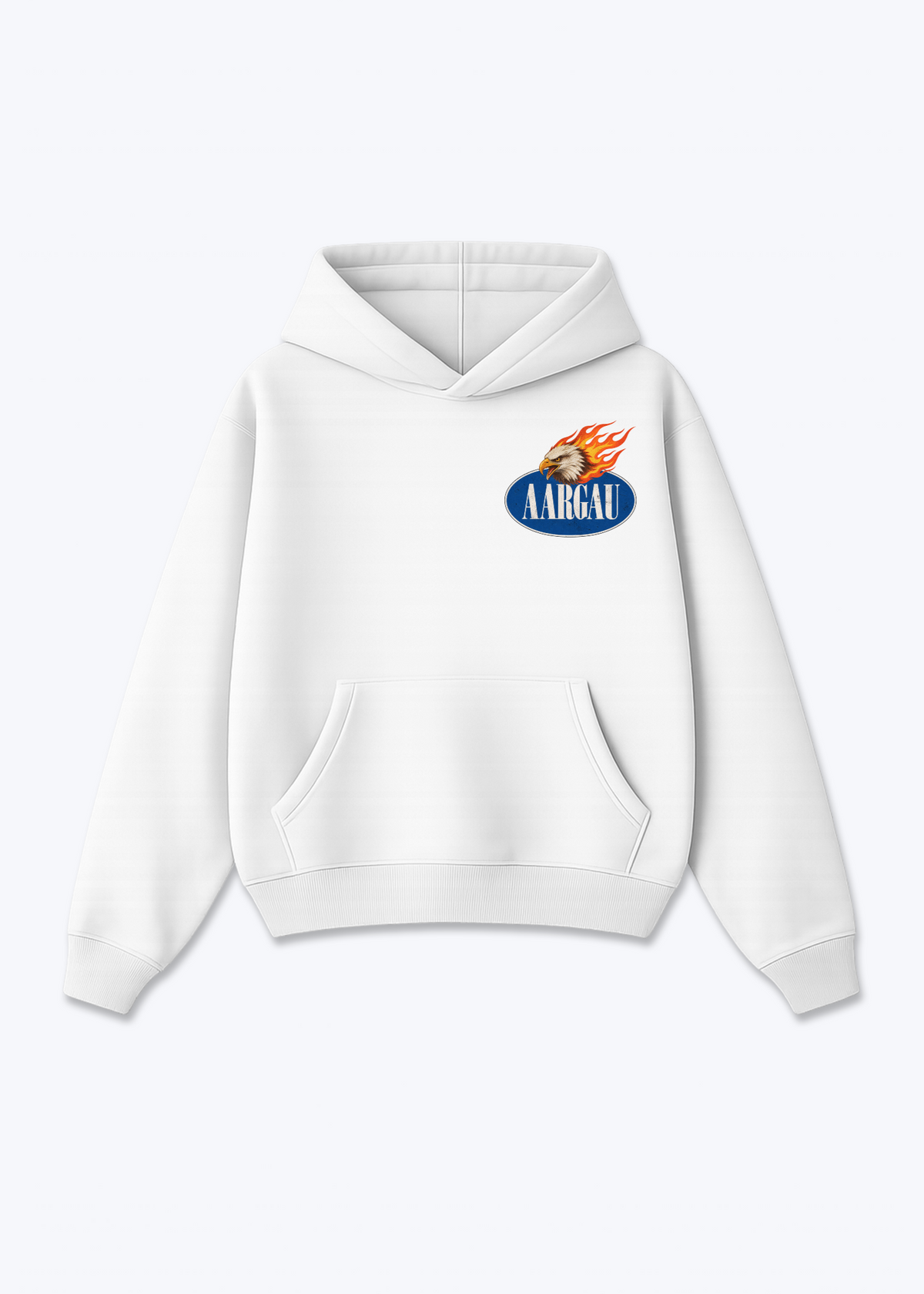 Aargau Burning Eagle Oversized Hoodie - White Front (Designed)