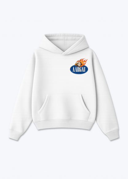 Aargau Burning Eagle Oversized Hoodie - White Front (Designed)