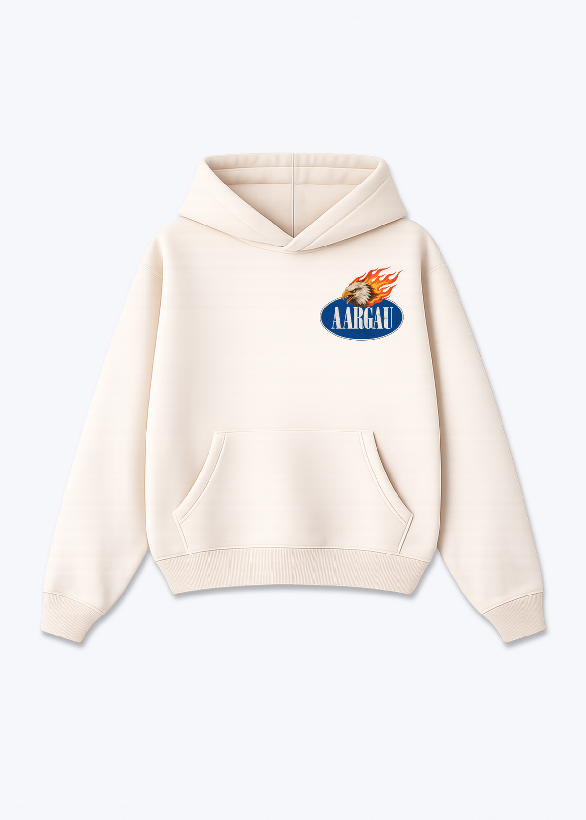 Aargau Burning Eagle Oversized Hoodie - Beige Front (Designed)