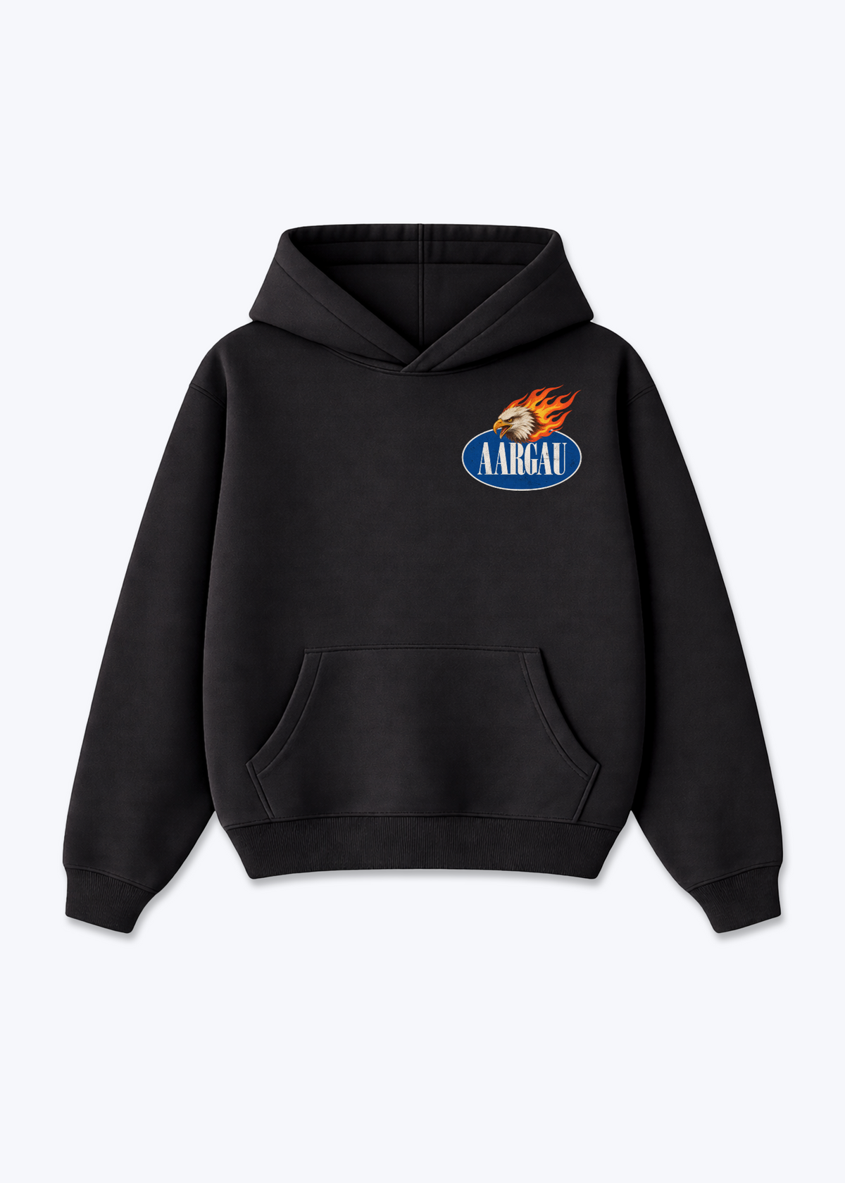 Aargau Burning Eagle Oversized Hoodie - Black Front (Designed)