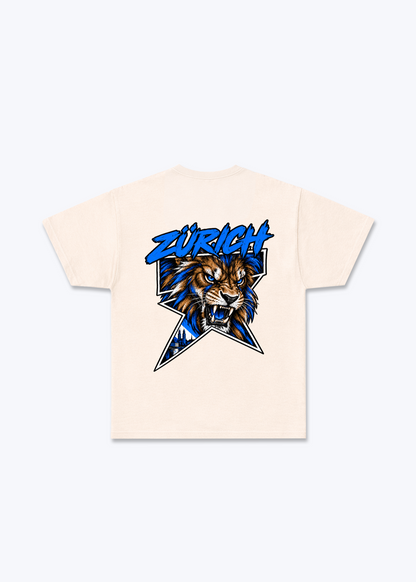 Zürich Lion Basic T-Shirt - Beige Back (Designed)