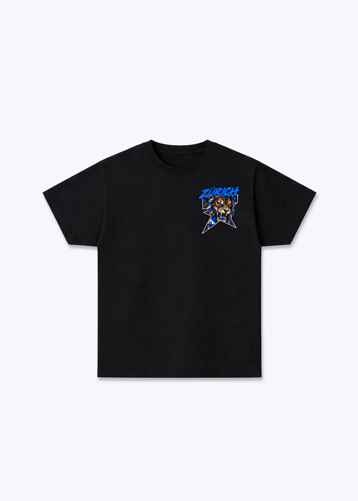 Zürich Lion Basic T-Shirt - Black Front (Designed)