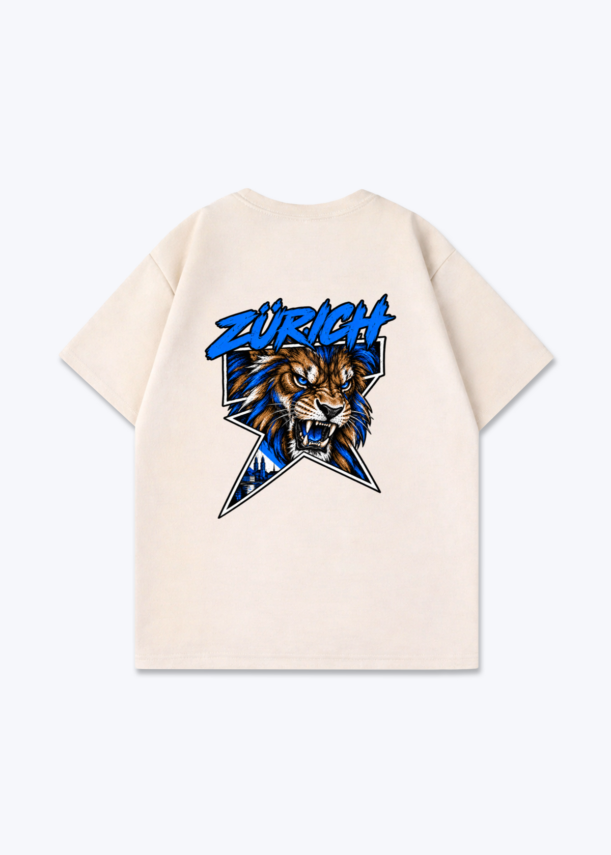 Zürich Lion Oversized T-Shirt - Beige Back (Designed)