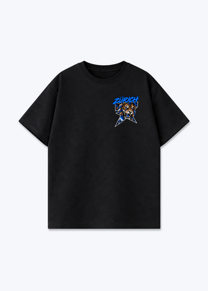 Zürich Lion Oversized T-Shirt - Black Front (Designed)
