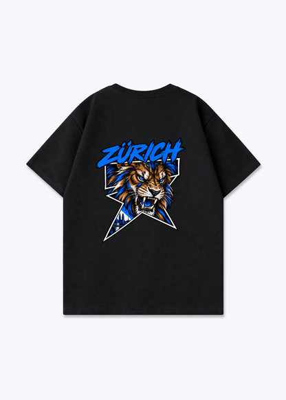 Zürich Lion Oversized T-Shirt - Black Back (Designed)