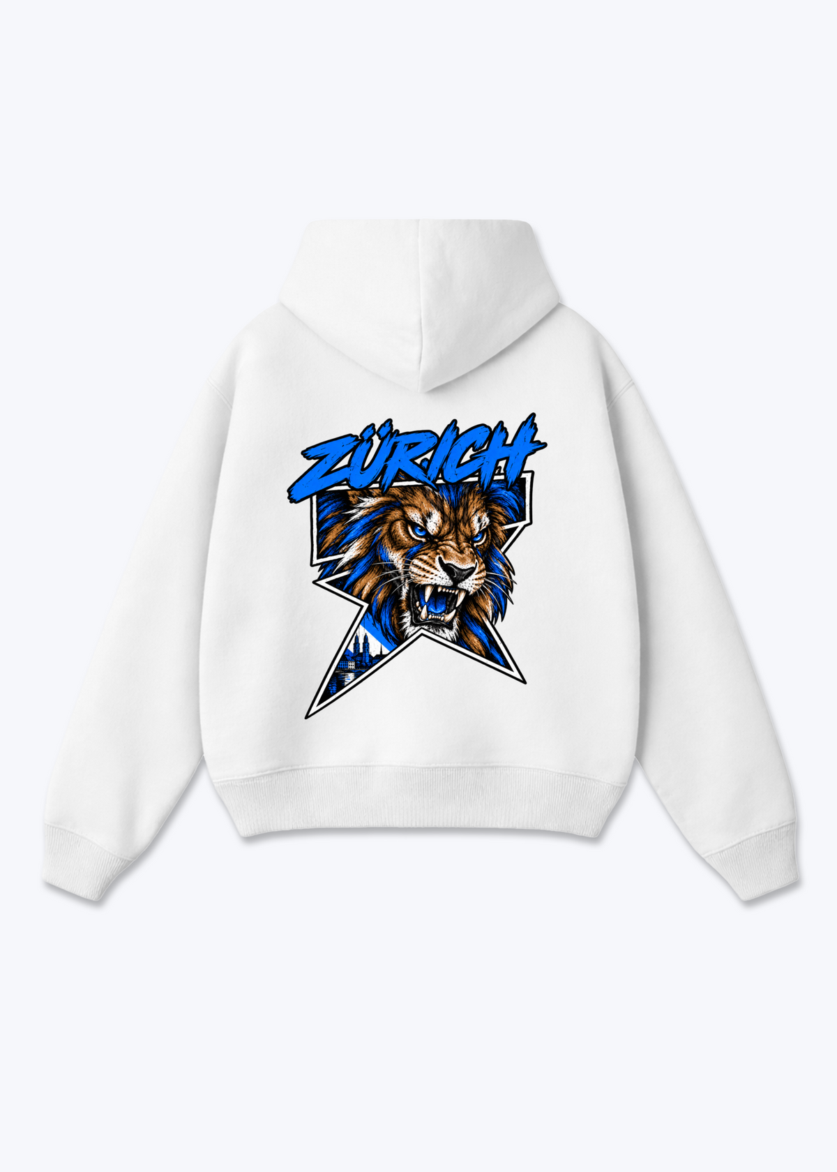Zürich Lion Oversized Hoodie - White Back (Designed)