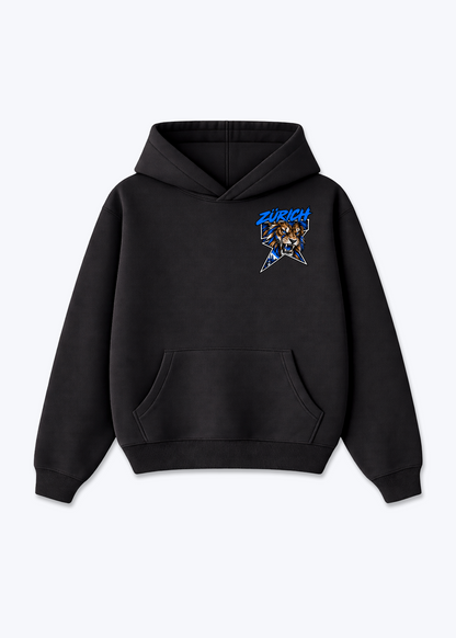 Zürich Lion Oversized Hoodie - Black Front (Designed)