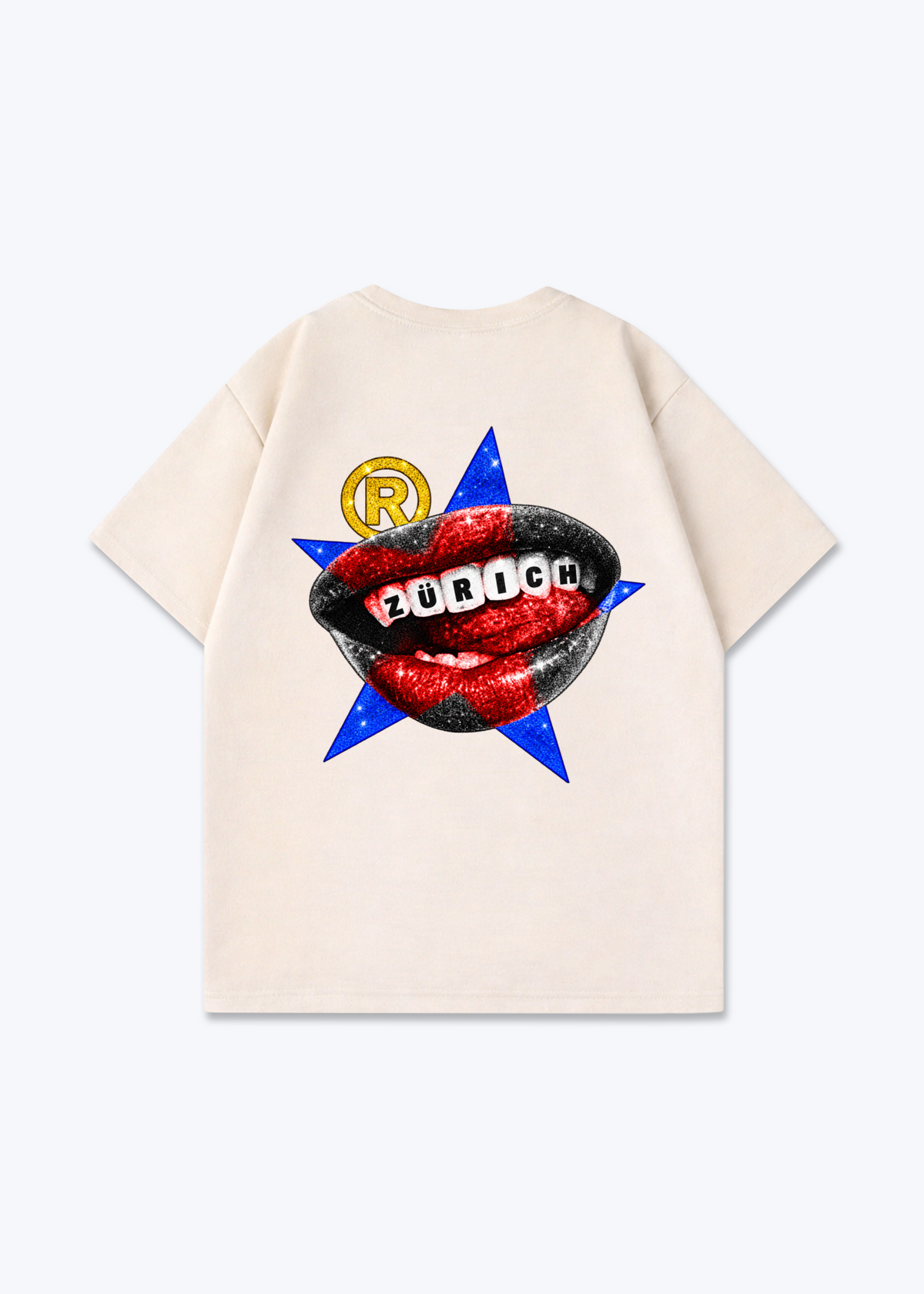 Zürich Teeth Oversized T-Shirt - Beige Back (Designed)