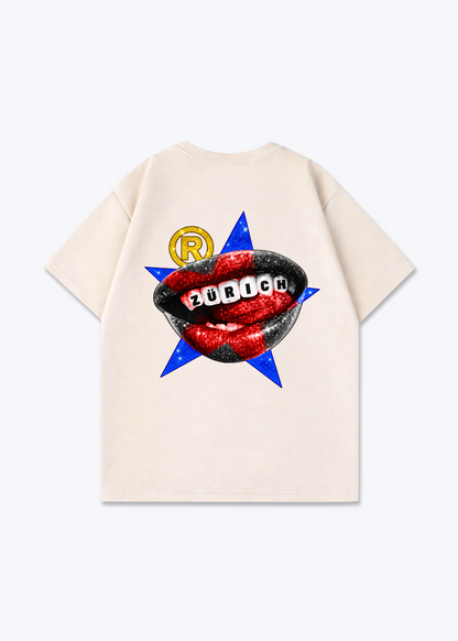 Zürich Teeth Oversized T-Shirt - Beige Back (Designed)