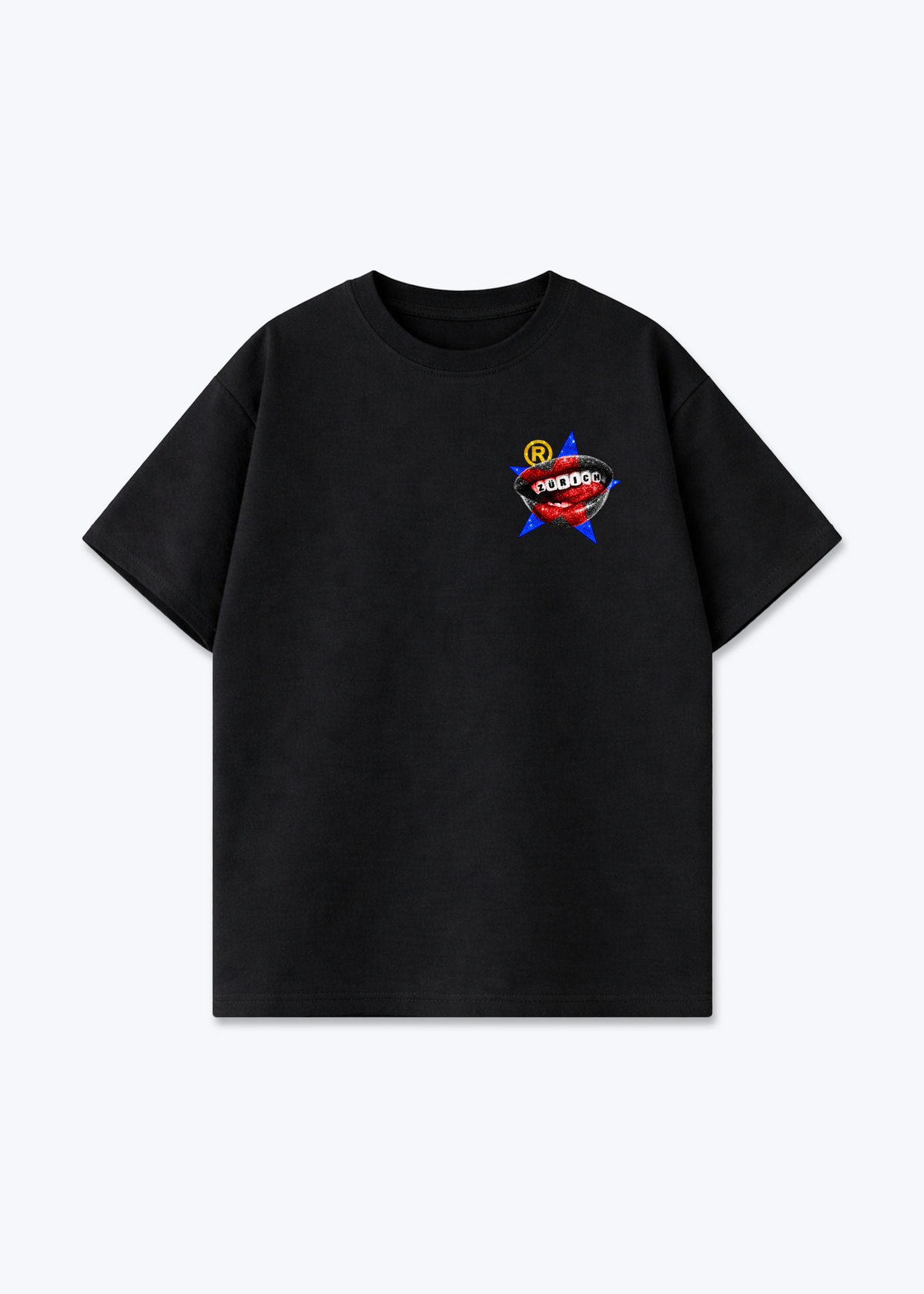 Zürich Teeth Oversized T-Shirt - Black Front (Designed)