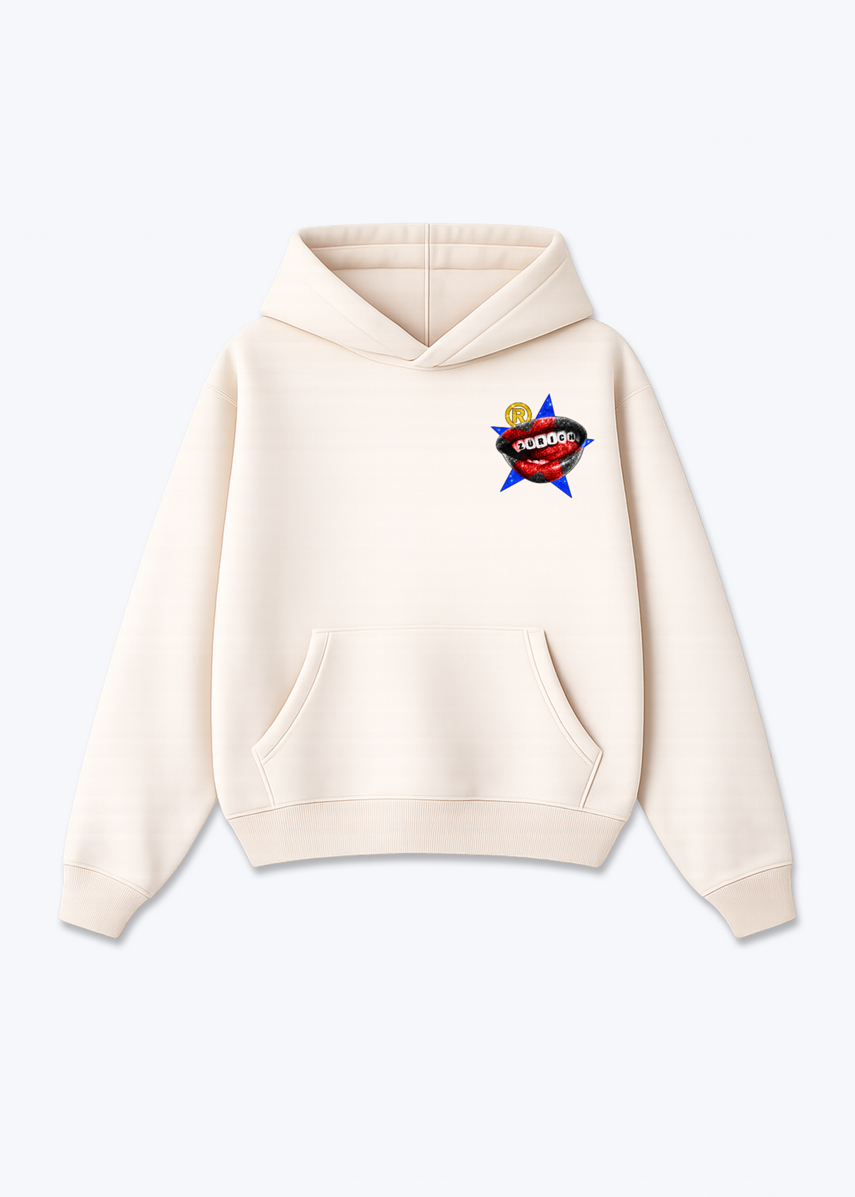 Zürich Teeth Oversized Hoodie - Beige Front (Designed)