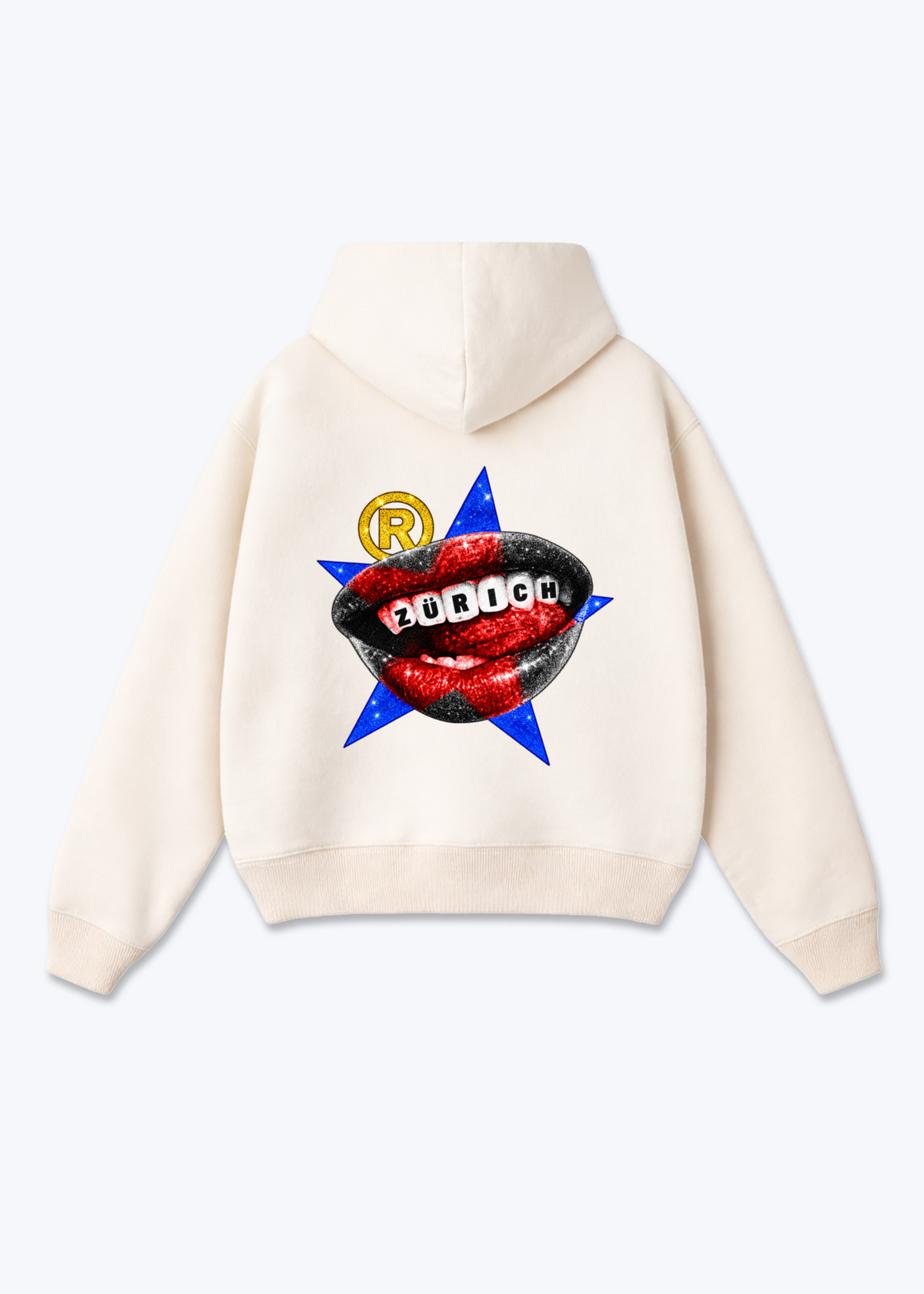 Zürich Teeth Oversized Hoodie - Beige Back (Designed)