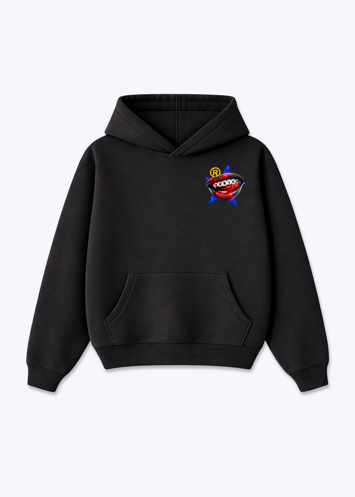 Zürich Teeth Oversized Hoodie - Black Front (Designed)