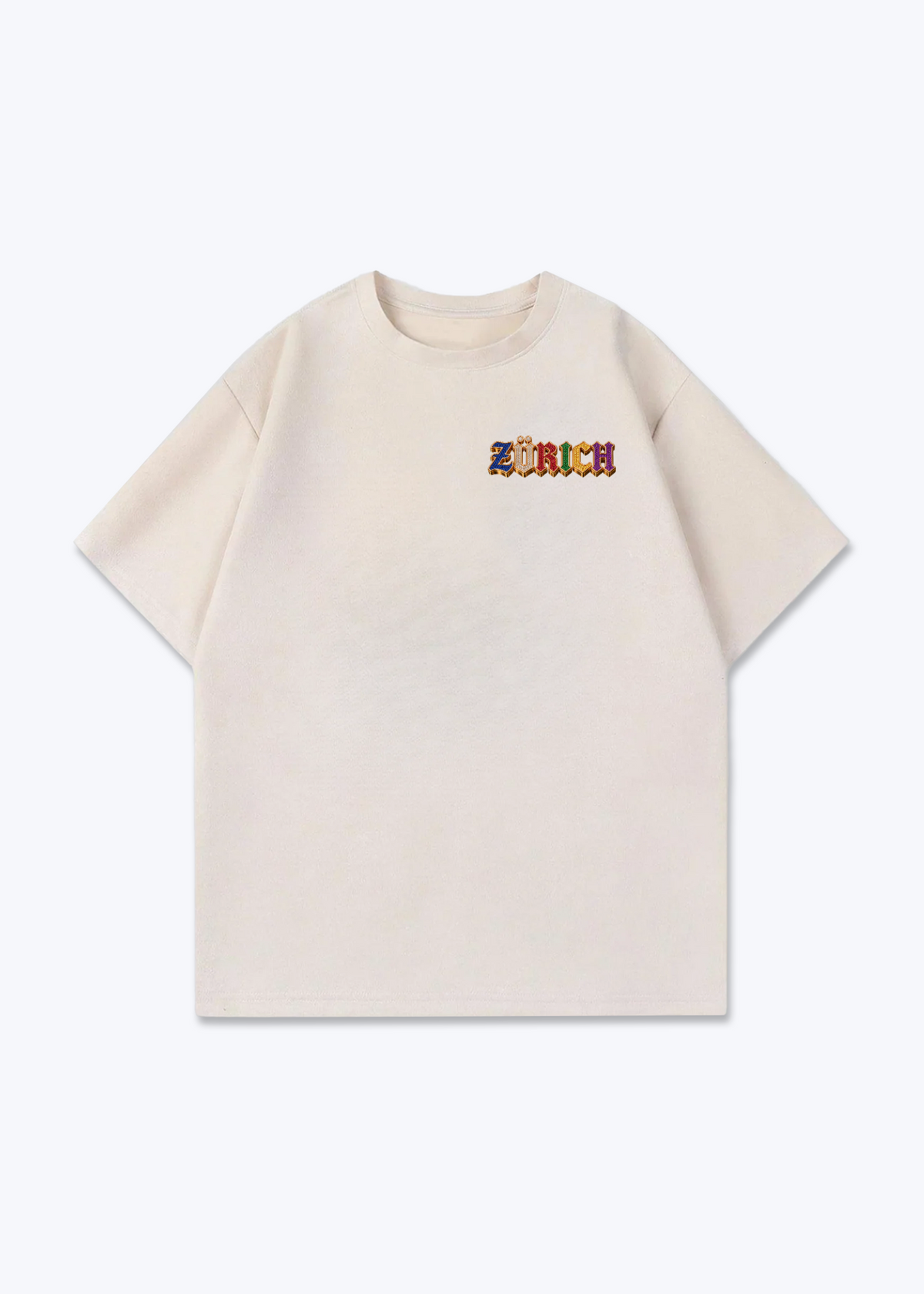 Zürich Jewels Oversized T-Shirt - Beige Front (Designed)