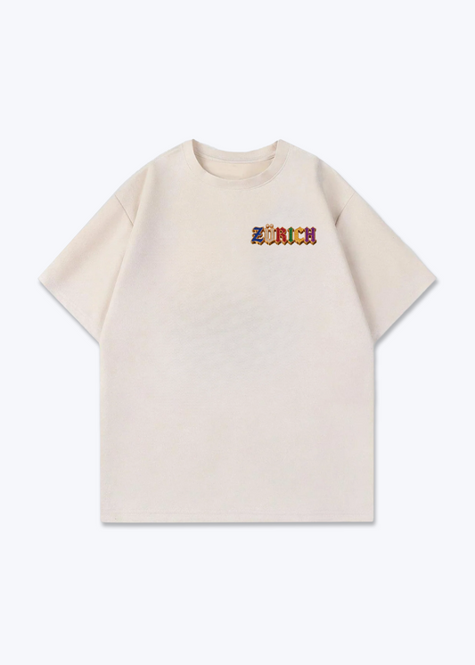 Zürich Jewels Oversized T-Shirt - Beige Front (Designed)