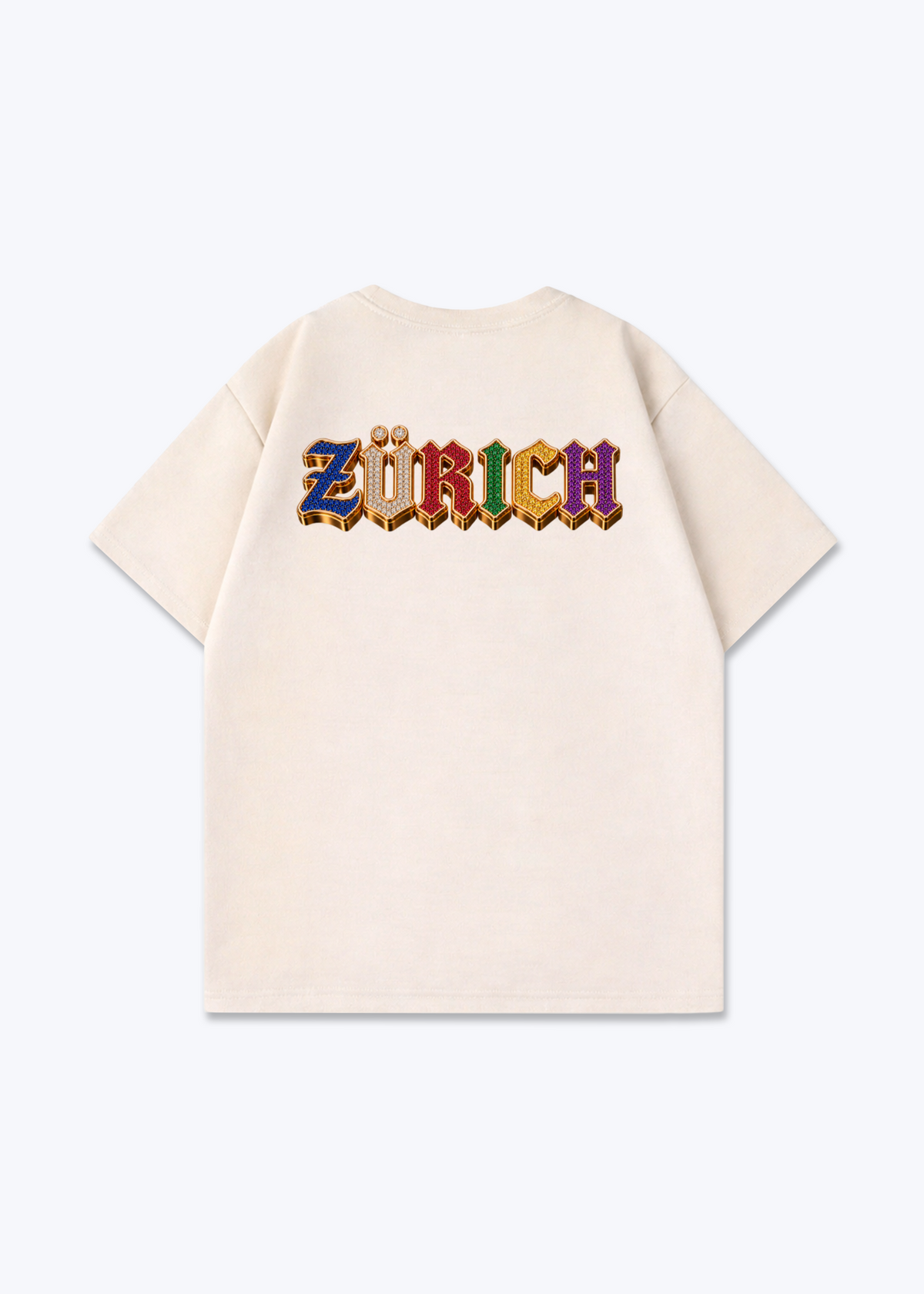 Zürich Jewels Oversized T-Shirt - Beige Back (Designed)