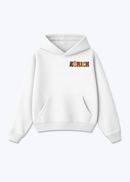 Zürich Jewels Oversized Hoodie - White Front (Designed)