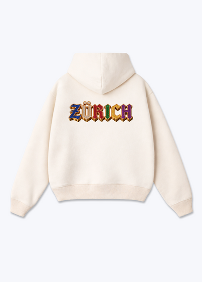 Zürich Jewels Oversized Hoodie - Beige Back (Designed)