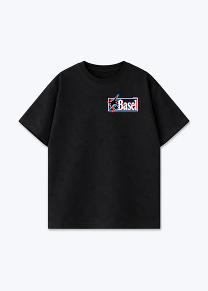 Basel Flash Oversized T-Shirt - Black Front (Designed)