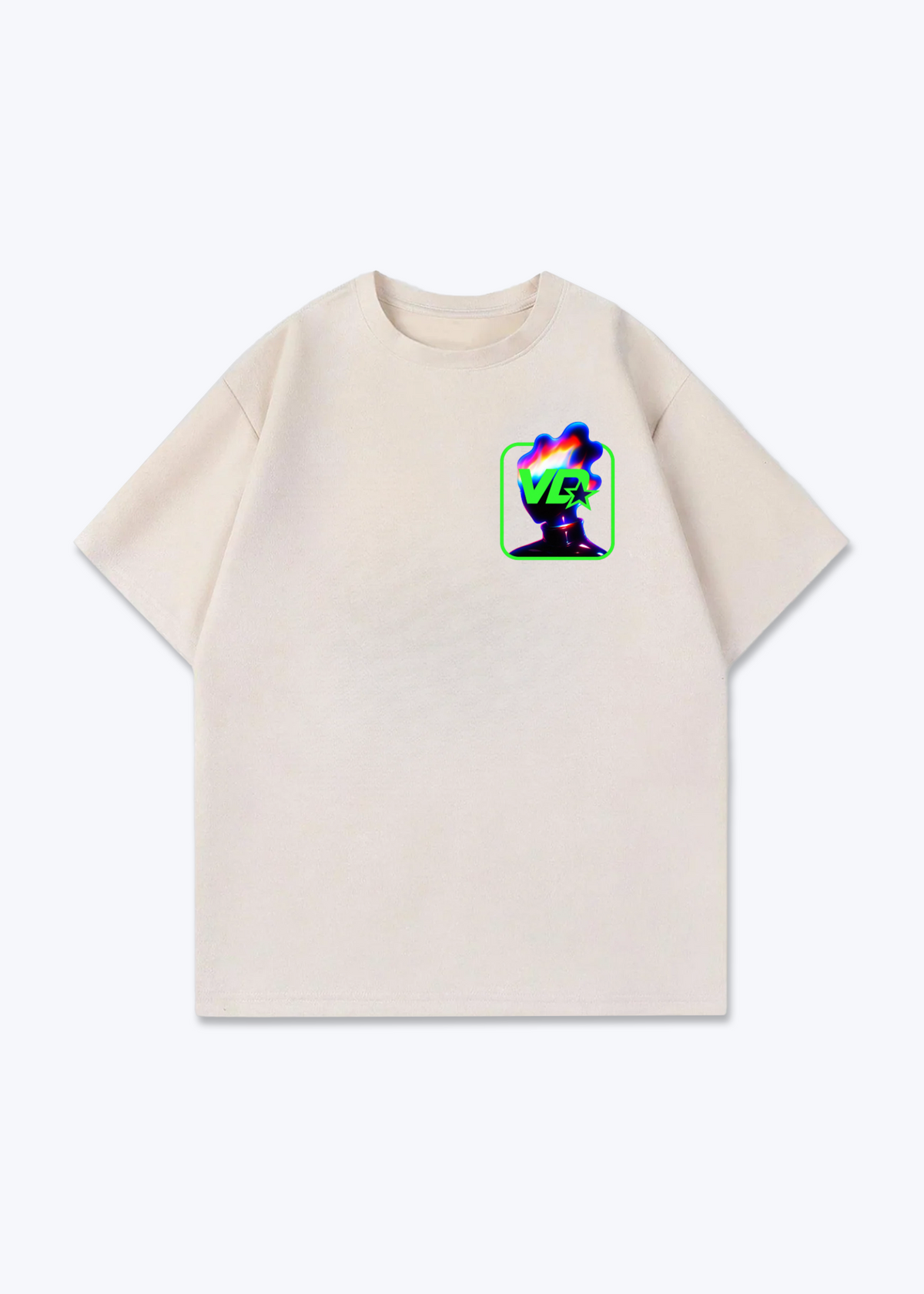Vaud Galaxy Oversized T-Shirt - Beige Front (Designed)