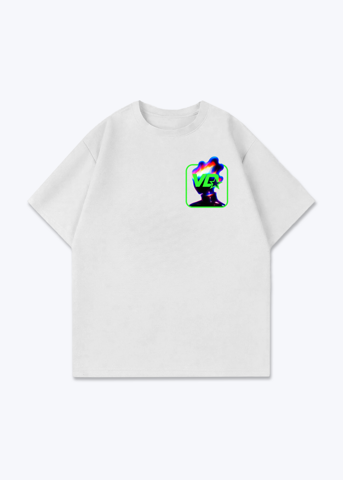 Vaud Galaxy Oversized T-Shirt - White Front (Designed)