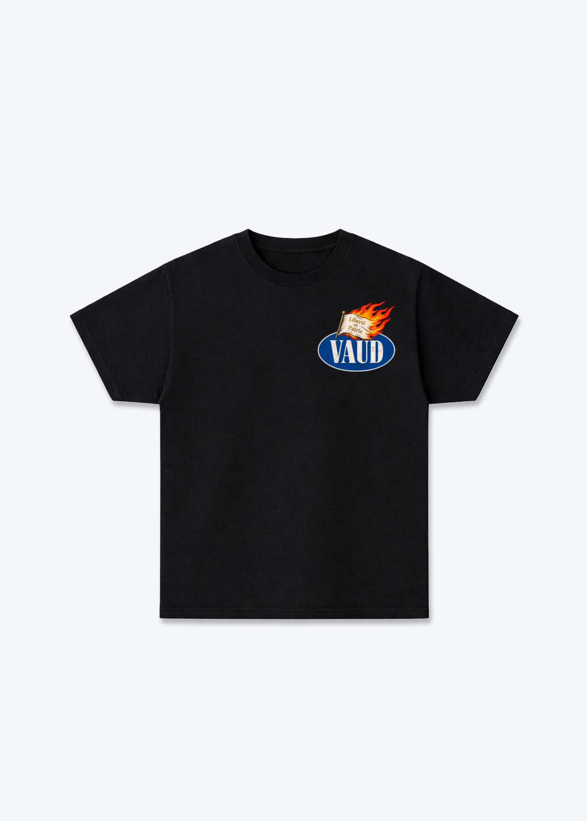 Vaud Liberte Baisc T-Shirt - Black Front (Designed)
