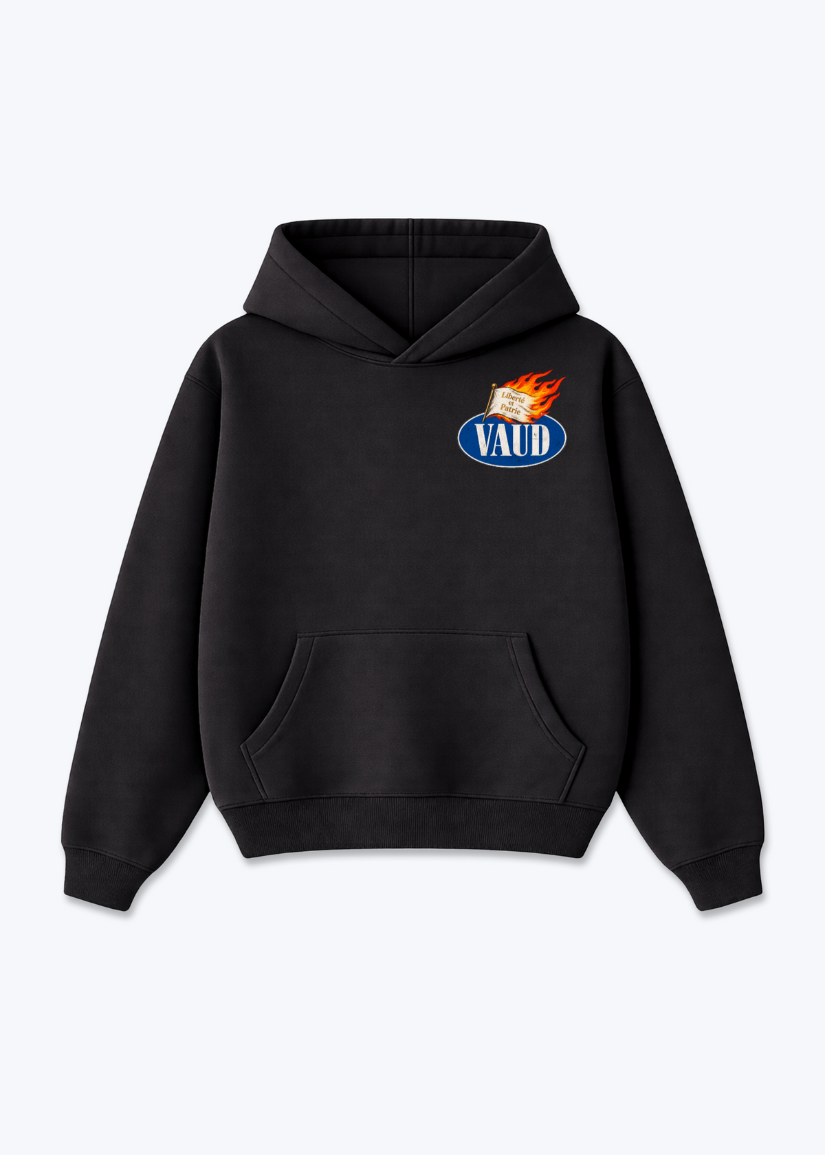 Vaud Liberte Oversized Hoodie - Black Front (Designed)