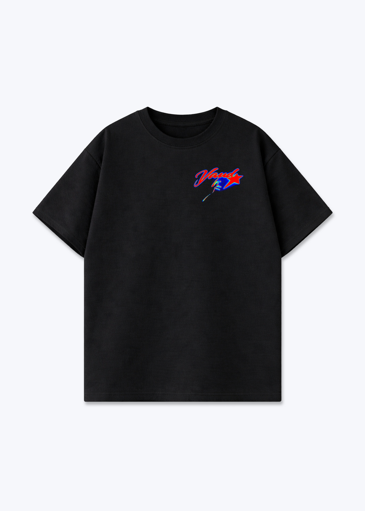 Vaud Star Oversized T-Shirt - Black Front (Designed)
