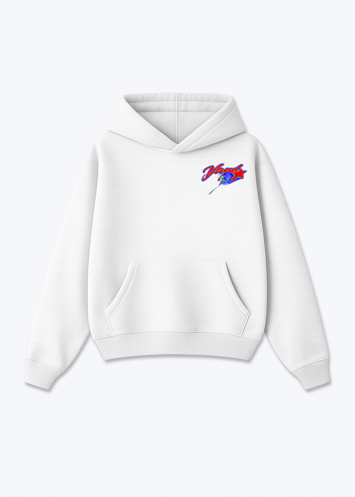 Vaud Star Oversized Hoodie - White Front (Designed)