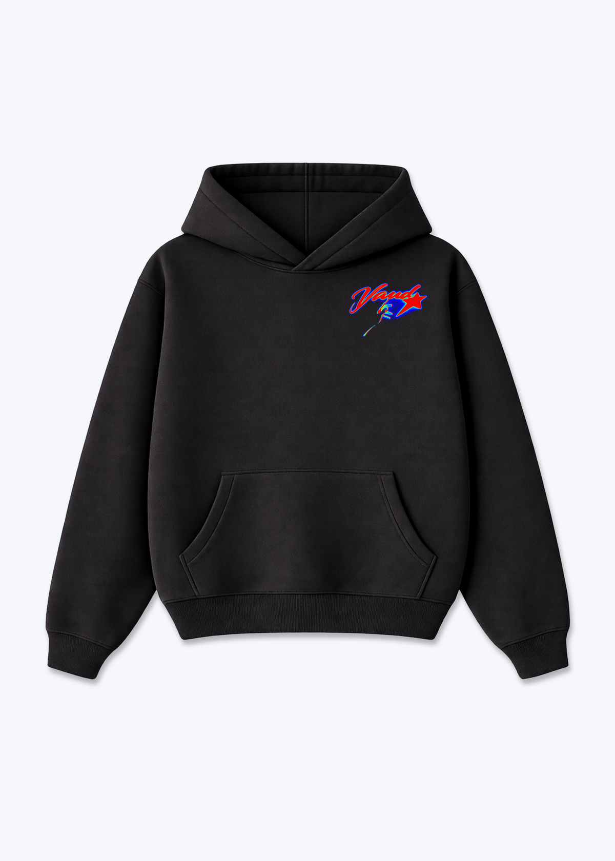 Vaud Star Oversized Hoodie - Black Front (Designed)