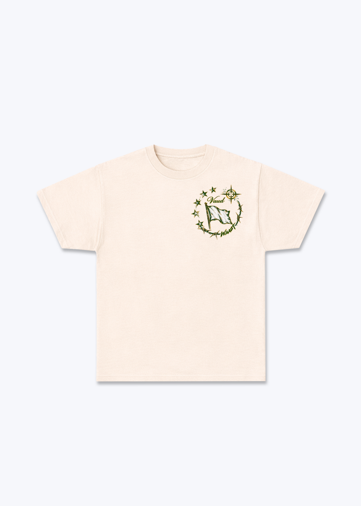Vaud Flag Basic T-Shirt - Beige Front (Designed)