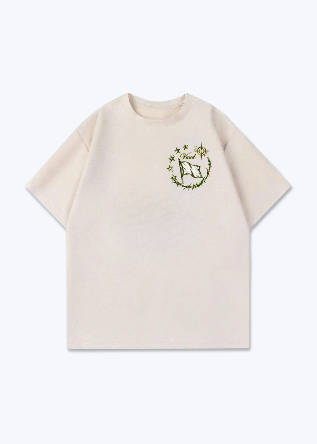 Vaud Flag Oversized T-Shirt - Beige Front (Designed)