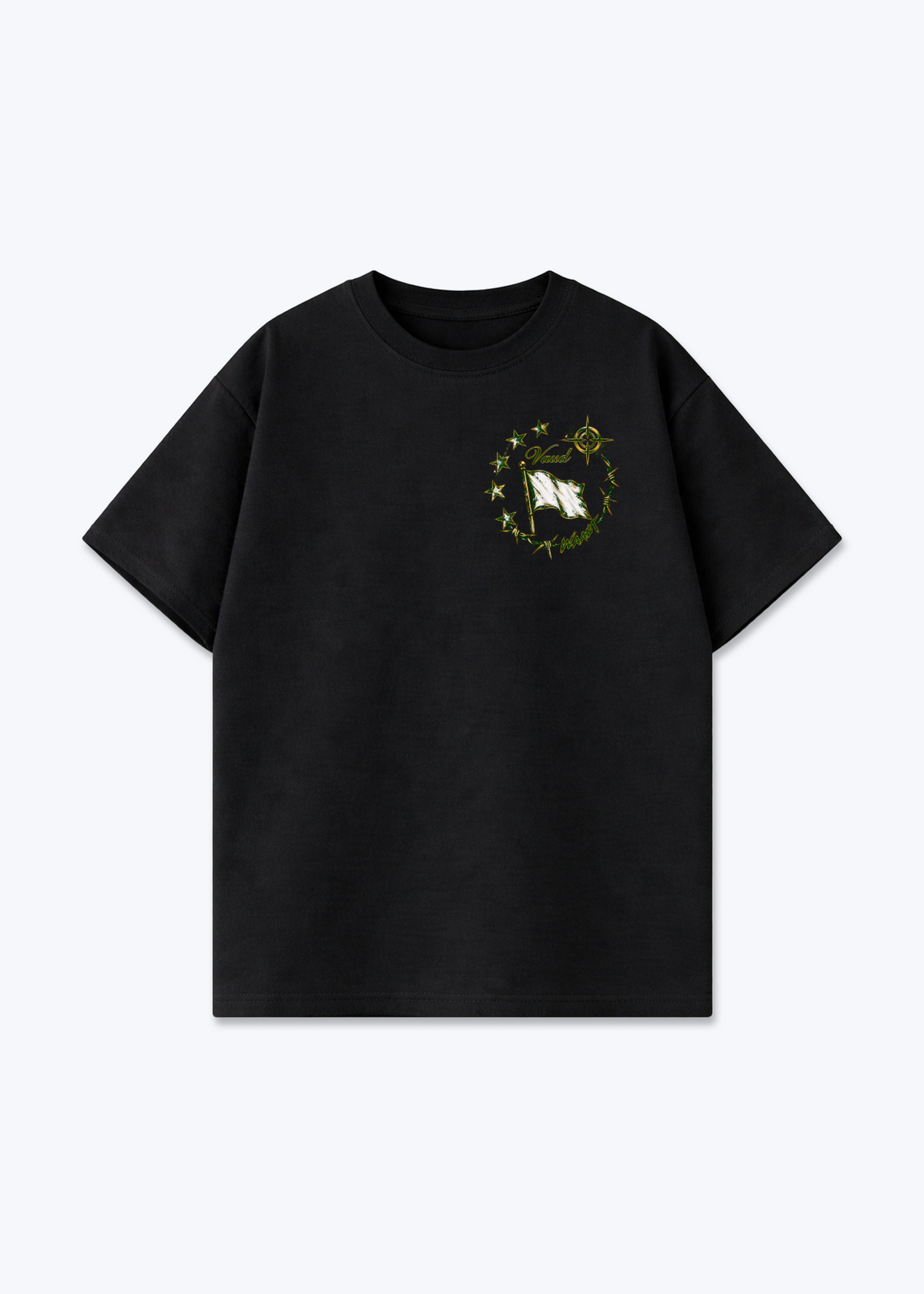 Vaud Flag Oversized T-Shirt - Black Front (Designed)