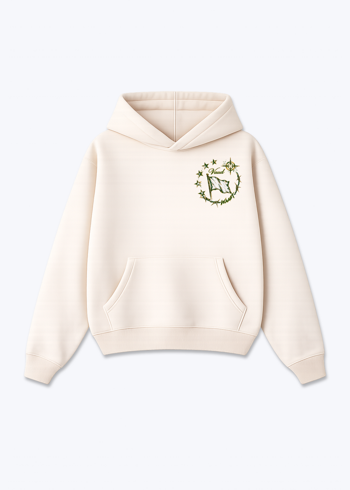 Vaud Flag Oversized Hoodie - Beige Front (Designed)