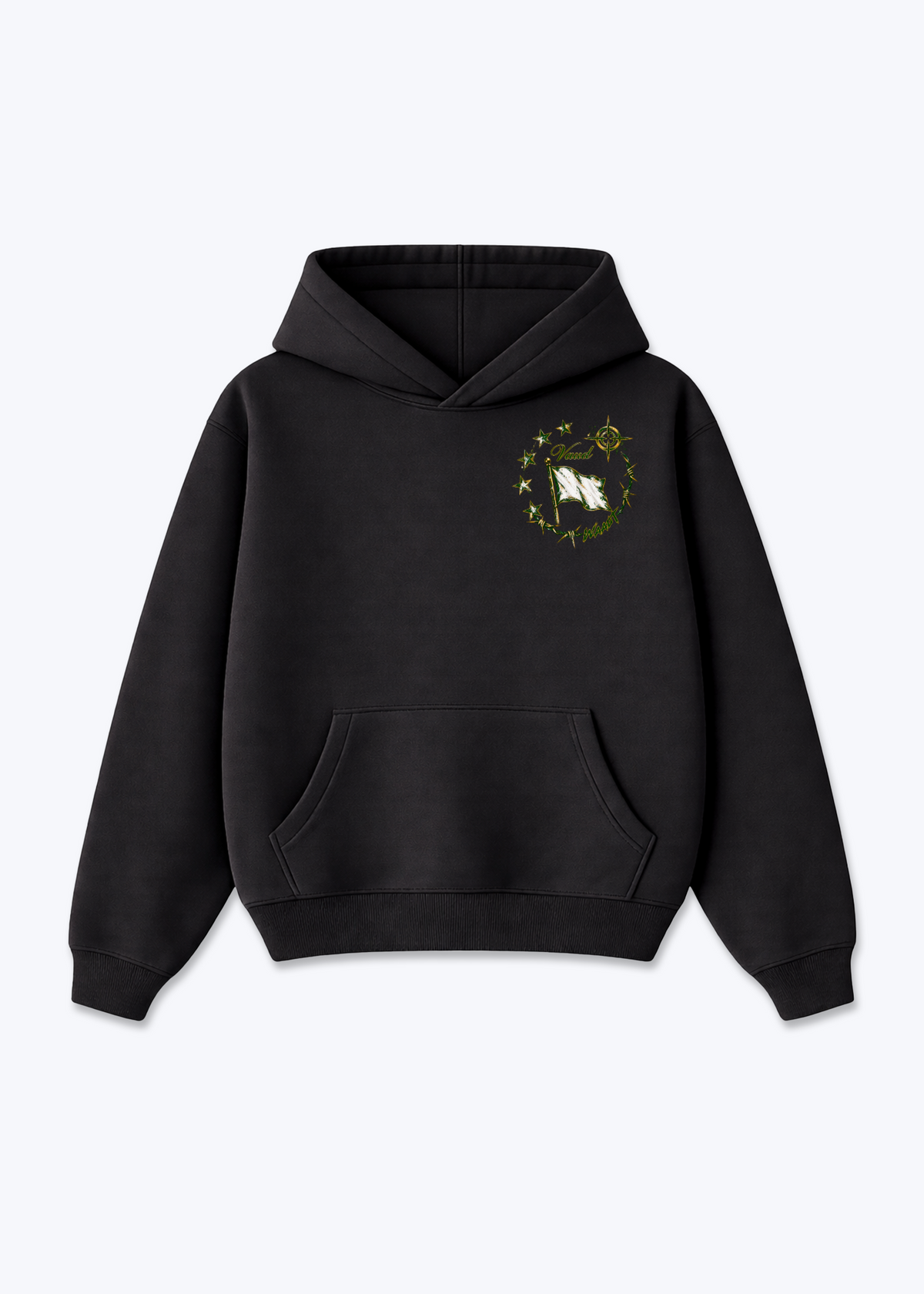 Vaud Flag Oversized Hoodie - Black Front (Designed)