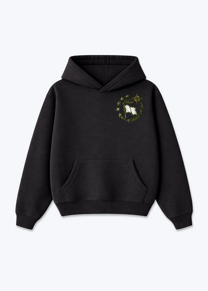 Vaud Flag Oversized Hoodie - Black Front (Designed)