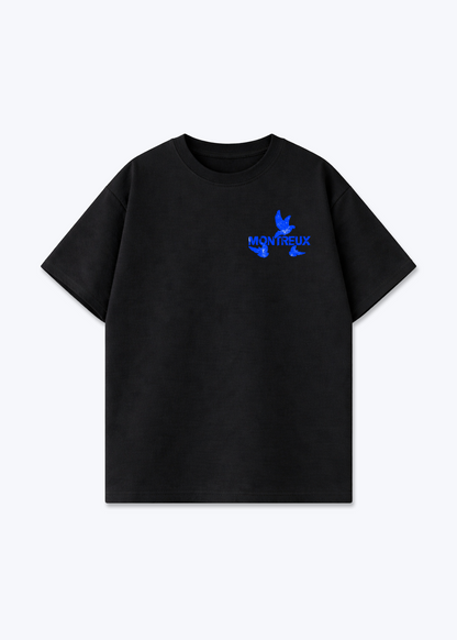 Vaud Birds Oversized T-Shirt - Black Front (Designed)