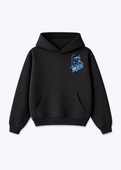 Vaud Montreux Oversized Hoodie - Black Front (Designed)