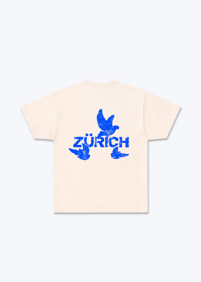 Zürich Birds Basic T-Shirt - Beige Back (Designed)