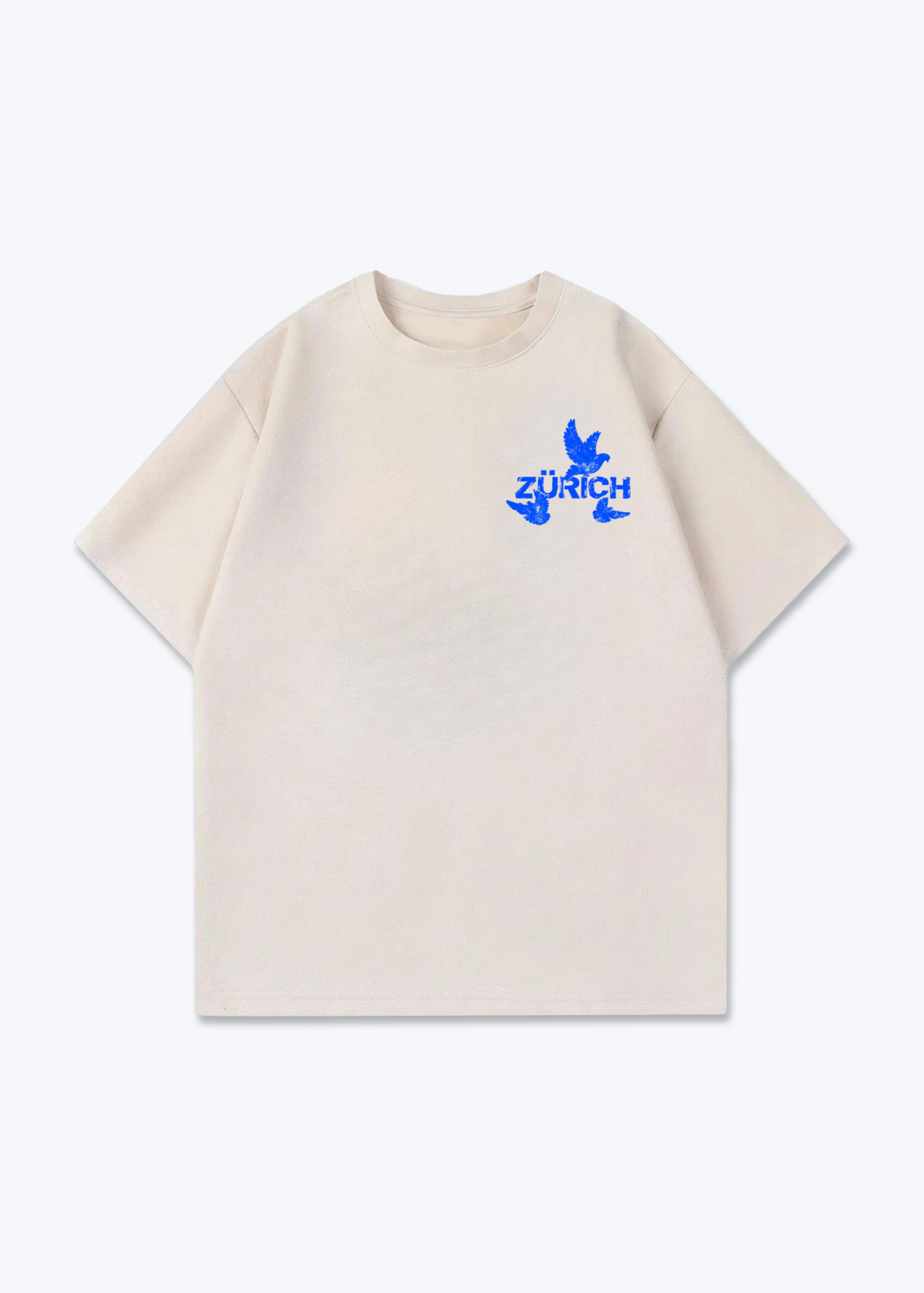 Zürich Birds Oversized T-Shirt - Beige Front (Designed)