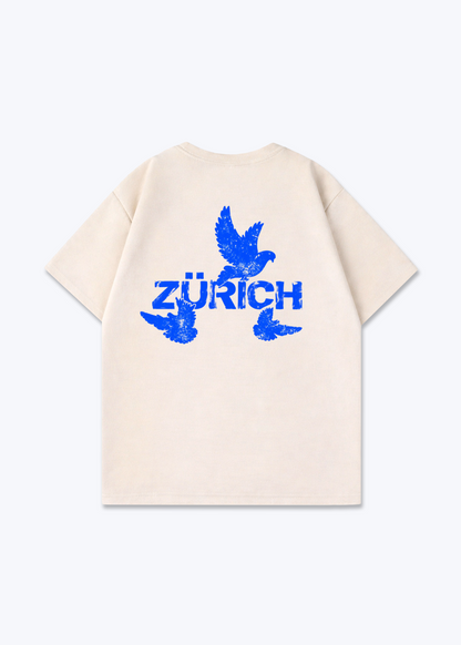 Zürich Birds Oversized T-Shirt - Beige Back (Designed)