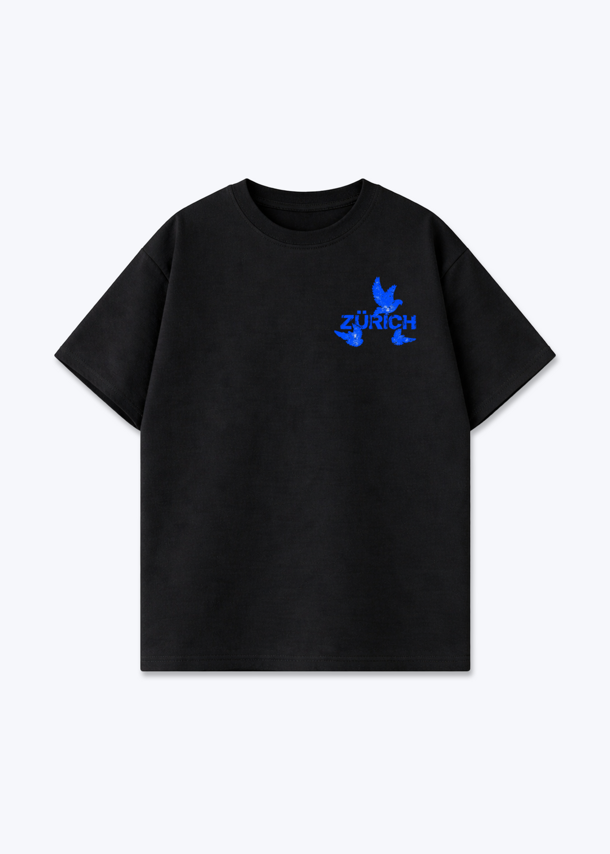 Zürich Birds Oversized T-Shirt - Black Front (Designed)
