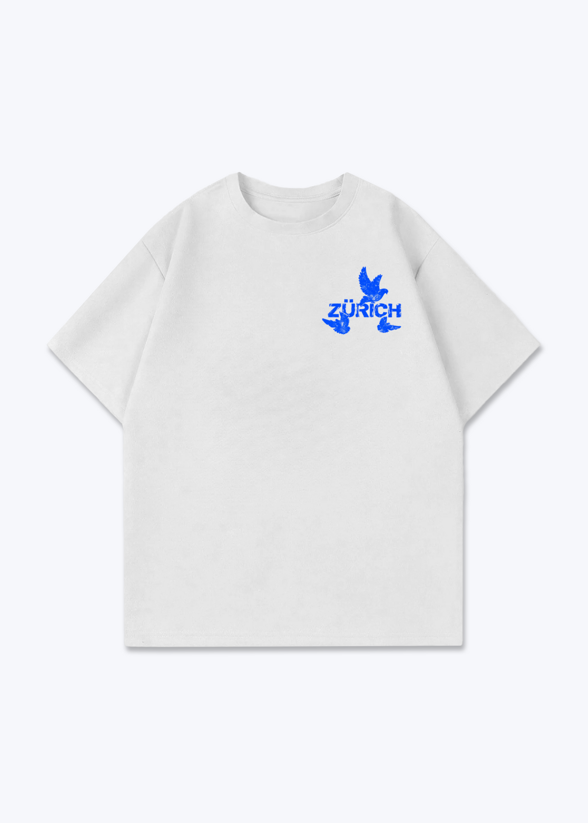 Zürich Birds Oversized T-Shirt - White Front (Designed)